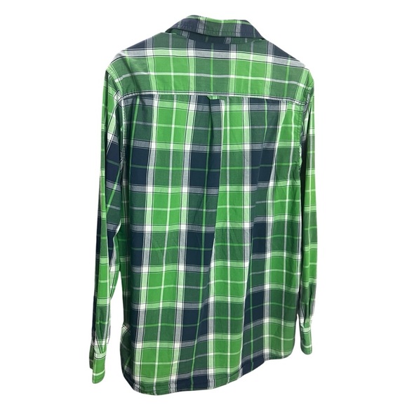 !SOLD! CHAPS Men Green Plaid Casual Button Down Short Long Sleeves size Medium - Picture 2 of 9